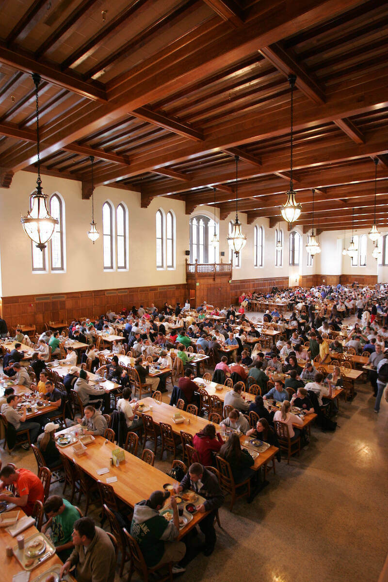 Students eating in South Dining Hall